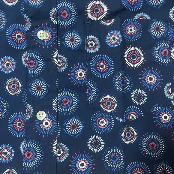 Crewcuts Button Down Shirt in Blue and Red with Festive Medallion Design - Picture 3 of 3